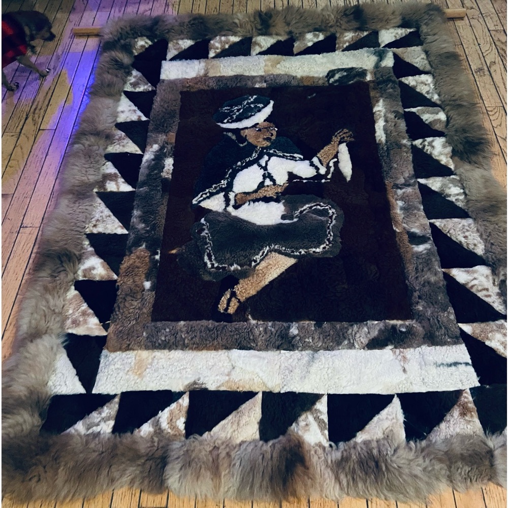 SUPER RARE Large Genuine Alpaca Wall-hanging Rug - “A Woman Scorned” - 68” x 51”